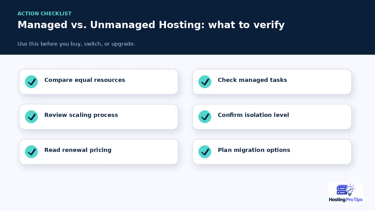 Managed vs. Unmanaged Hosting: What’s the Difference? checklist