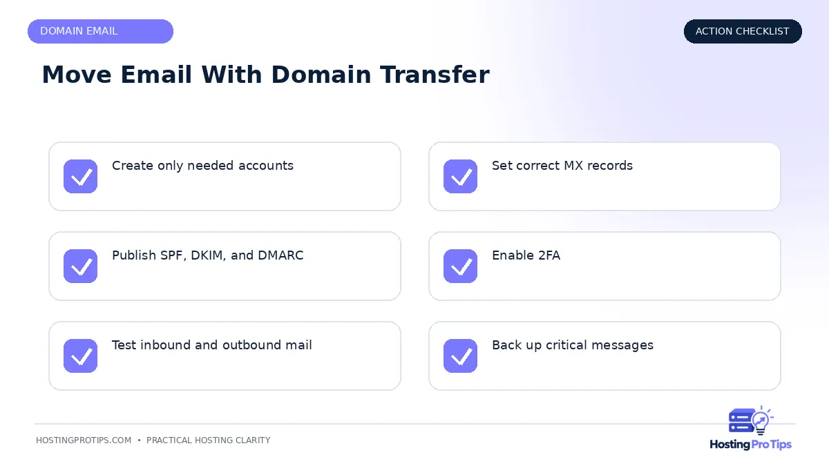 Moving Email When You Transfer a Domain checklist