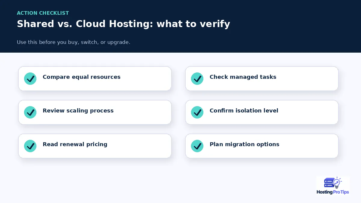 Shared vs. Cloud Hosting: Which Should You Pick? checklist