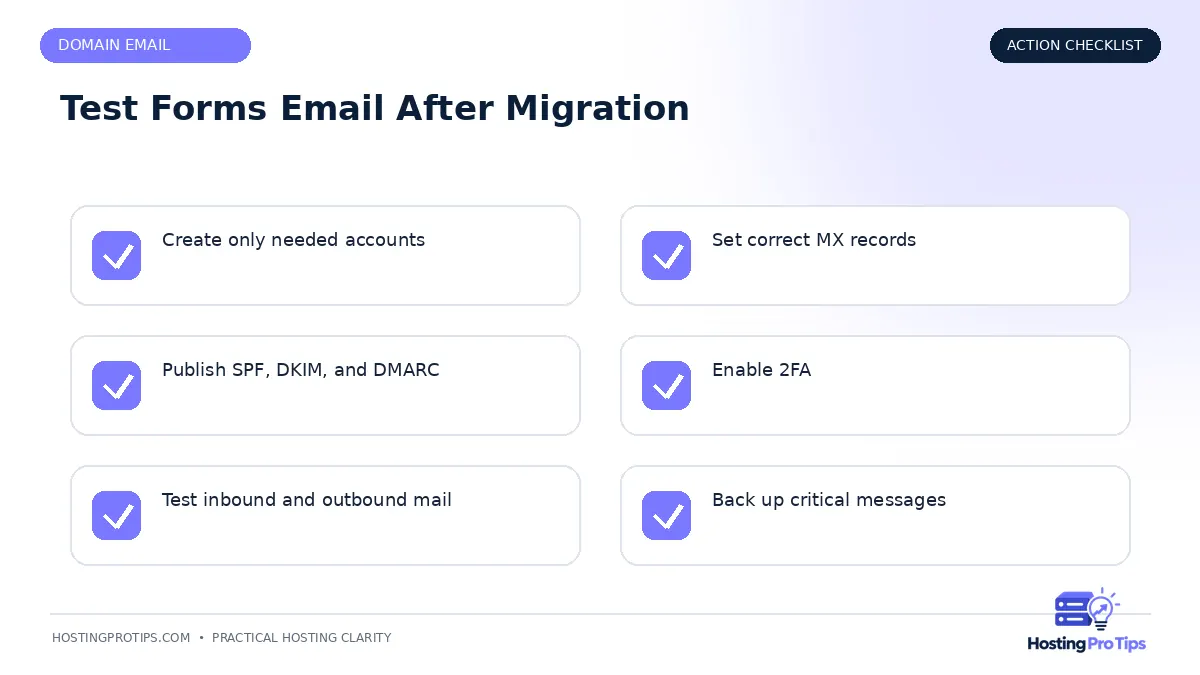 How to Test Forms and Email After Migration checklist