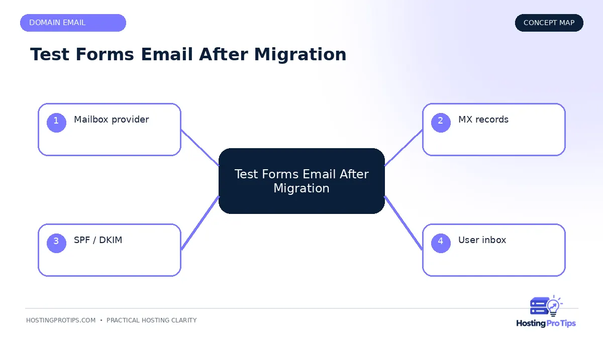 How to Test Forms and Email After Migration concept map
