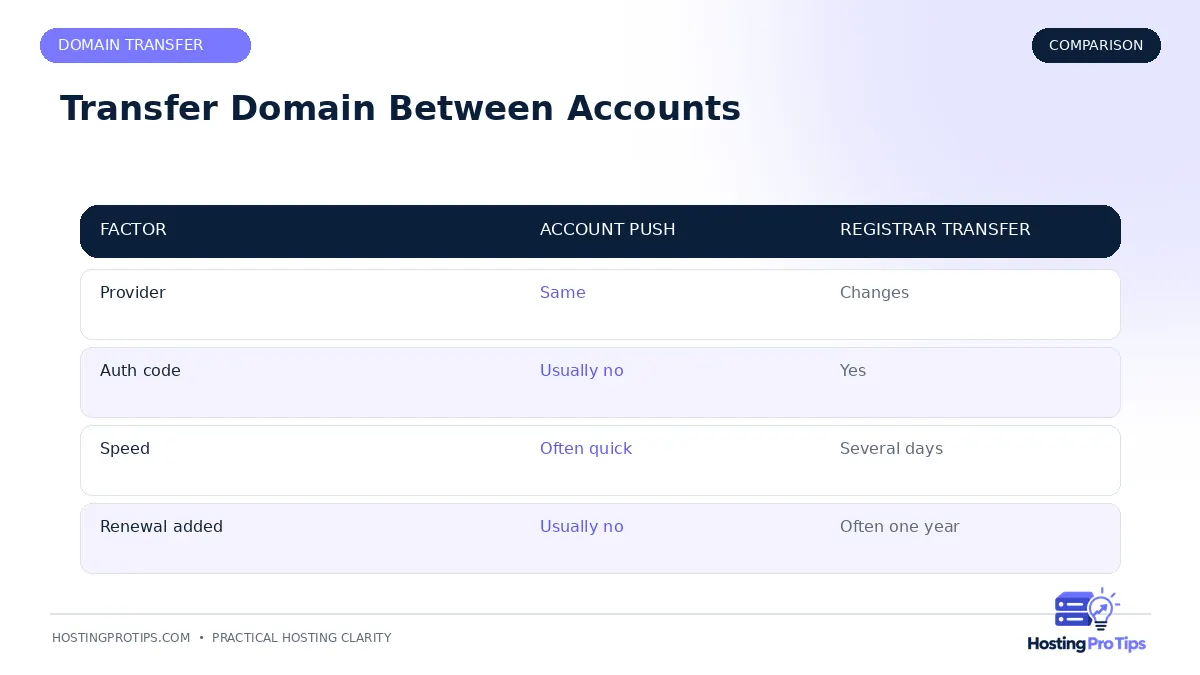 How to Transfer a Domain Between Accounts comparison